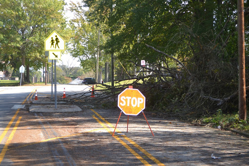 The closed portion of Alma Pinnix after Michael