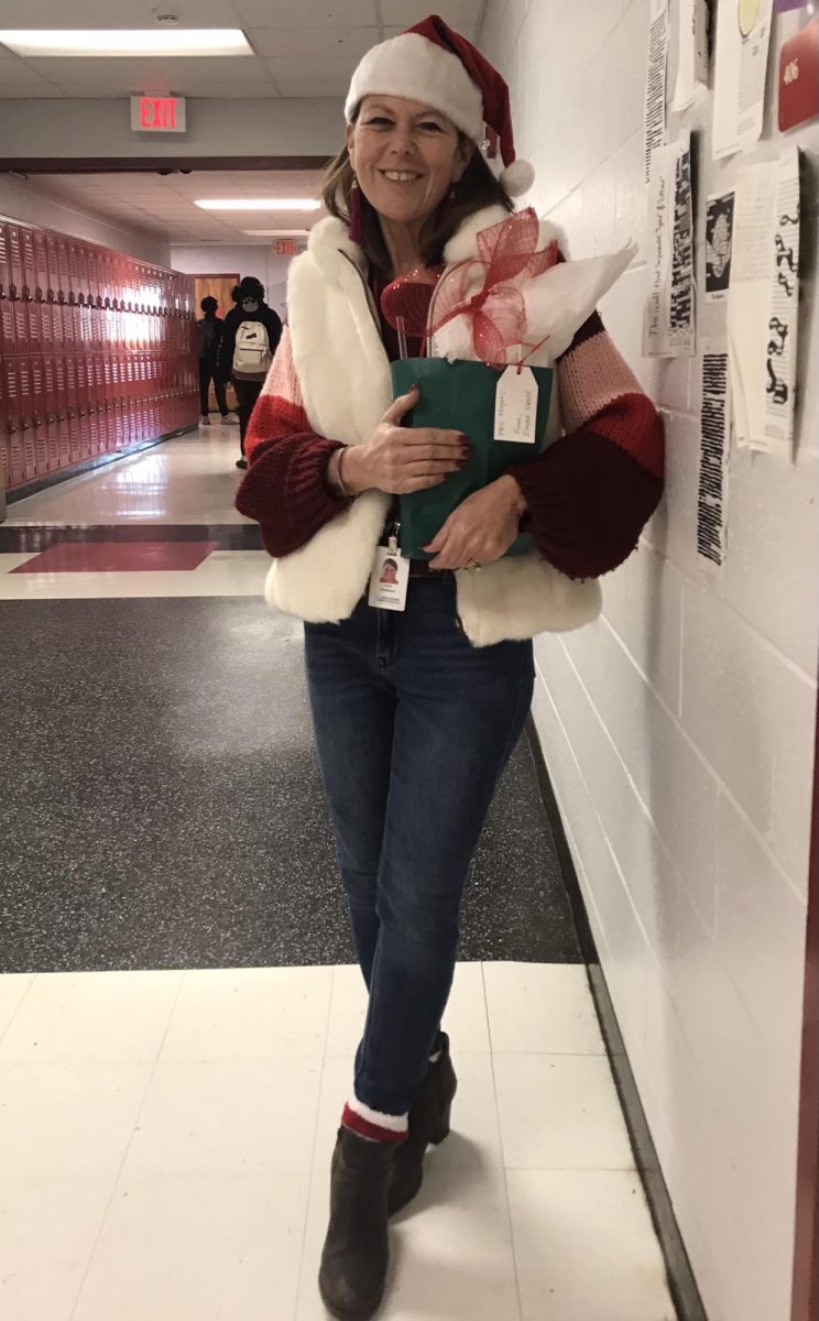 Ms. Mayers as a candy cane this year. 