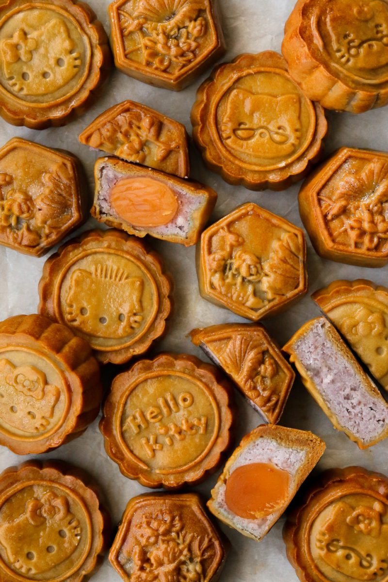 Mooncakes containing duck yolk eggs.