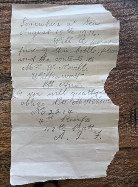 WWI soldiers messages in bottles found 100 years later